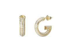 Guess Pozlacené kruhové náušnice G Crystal JUBE05444JWYGT/U