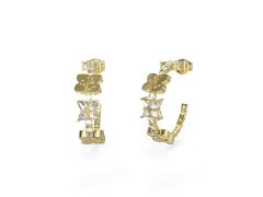 Guess Pozlacené kruhové náušnice se čtyřlístky Wild Flower JUBE05505JWYGT/U
