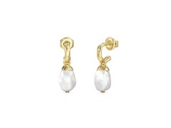Guess Pozlacené náušnice s pravou perlou Pearly JUBE06485JWYGT/U
