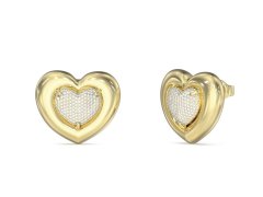 Guess Pozlacené srdíčkové náušnice s krystaly L.O.V.E. JUBE05459JWYGT/U