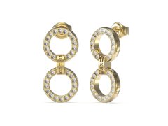 Guess Pozlacené visací náušnice s krystaly Circle Lights JUBE03166JWYGT