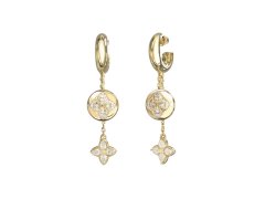 Guess Pozlacené visací náušnice Spinning Bloom JUBE06471JWYGT/U
