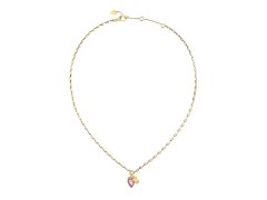 Guess Pozlacený náhrdelník Růžové srdce Crystal Love JUBN06359JWYGPKT/U