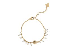 Guess Pozlacený náramek s krystaly a syntetickými perlami JUBB04681JWYGWH 18,5 cm
