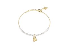 Guess Pozlacený náramek Srdce s perličkami Golden love JUBB06455JWYG 18,4 cm