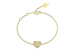 Guess Pozlacený náramek Srdíčko s krystaly L.O.V.E. JUBB05461JWYG 18,4 cm