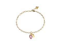 Guess Romantický pozlacený náramek Crystal Love JUBB06360JWYGPK 18,4 cm