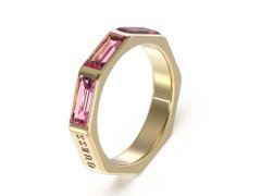 Guess Slušivý prsten s růžovými kubickými zirkony JUBR03174JWYGFC 52 mm