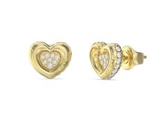 Guess Srdíčkové náušnice s krystaly L.O.V.E. JUBE05466JWYGT/U