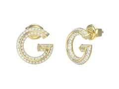 Guess Stylové pozlacené náušnice G Crystal JUBE05443JWYGT/U
