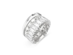 Guess Třpytivý prsten se zirkony Les Baguettes JUBR06328JWRH 54 mm