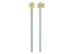 Guess Výrazné pozlacené náušnice s modrými krystaly Paradise JUBE05144JWYGLST/U