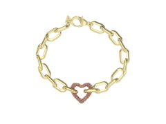 Guess Výrazný pozlacený náramek Srdce Beloved JUBB05005JWYGPK 18,5 cm
