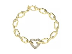 Guess Výrazný pozlacený náramek Srdce Beloved JUBB05016JWYG 21 cm