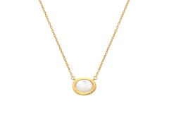 Hot Diamonds Elegantní pozlacený náhrdelník s perletí a diamantem Gemstones DN200
