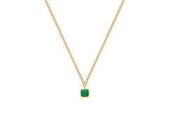 Hot Diamonds Jemný pozlacený náhrdelník se zeleným achátem a diamantem Gemstones DN197