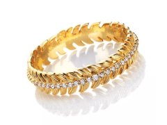 Hot Diamonds Pozlacený prsten s&nbsp;topazy a&nbsp;diamantem Selene DR303 54 mm