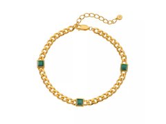 Hot Diamonds Robustní pozlacený náramek s&nbsp;malachity a&nbsp;diamantem Rivive DL712