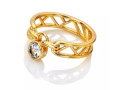 Hot Diamonds Stylový pozlacený prsten s topazem a diamantem Revolve DR301 54 mm