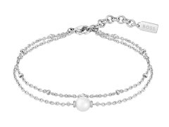 Hugo Boss Dvojitý ocelový náramek s&nbsp;perlou Cora 1580268