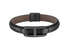 Hugo Boss Stylový kožený černý náramek Kode 1580784 19 cm