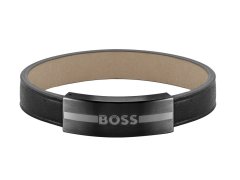Hugo Boss Fashion kožený černý náramek 1580490 19 cm