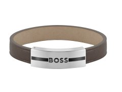 Hugo Boss Fashion kožený hnědý náramek 1580496 18 cm