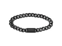 Hugo Boss Moderní černý náramek z&nbsp;oceli Chain Link 1580145 19 cm