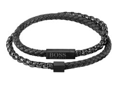Hugo Boss Módní černý náramek pro muže Blended 1580150 19 cm