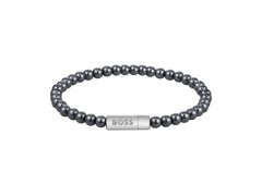 Hugo Boss Pánský korálkový náramek s hematitem Sphere 1580790 19 cm