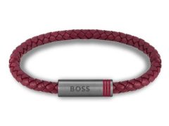 Hugo Boss Stylový vínový kožený náramek Ares Single 1580626