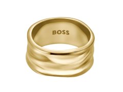 Hugo Boss Výrazný pozlacený prsten pro ženy Ripple 1580775 55 mm