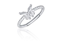 JVD Blyštivý stříbrný prsten s motýlkem SVLR0744XI2BI 50 mm