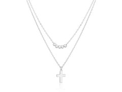JVD Dvojitý stříbrný náhrdelník Křížek SVLN0395X610045