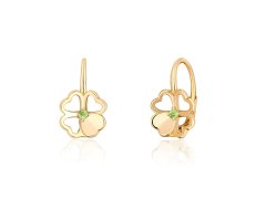 JVD Pozlacené náušnice Čtyřlístek se zeleným zirkonem SVLE1515XH2GO00