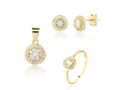 JVD Půvabná pozlacená sada šperků se zirkony SVLS0127SJ6GO (prsten, přívěsek, náušnice) 52 mm