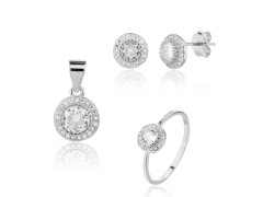 JVD Půvabná stříbrná sada šperků se zirkony SVLS0127SJ6BI (prsten, přívěsek, náušnice) 58 mm
