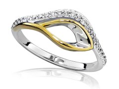 JVD Stříbrný bicolor prsten se zirkony SVLR0246SH8BK 58 mm