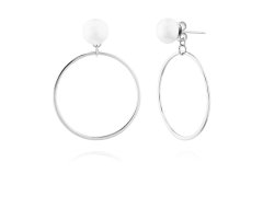 JVD Stylové visací stříbrné náušnice s&nbsp;perlou SVLE0520XH20P00