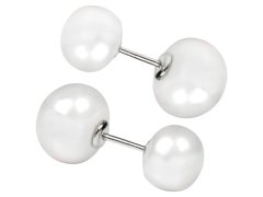 JwL Luxury Pearls Stříbrné oboustranné náušnice s pravými bílými perlami JL0255