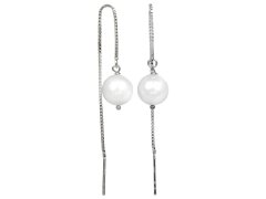JwL Luxury Pearls Stříbrné řetízkové náušnice s bílou perlou JL0204