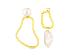 JwL Luxury Pearls Asymetrické pozlacené náušnice s pravými sladkovodními perlami JL0853