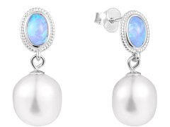 JwL Luxury Pearls Luxusní náušnice s pravou barokní perlou a syntetickým opálem JL0583
