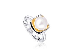 JwL Luxury Pearls Bicolor stříbrný prsten s pravou perlou JL0623