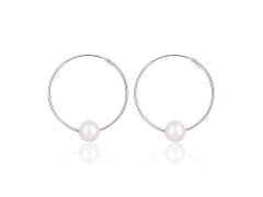 JwL Luxury Pearls Stříbrné náušnice kruhy s pravými bílými perlami JL0633