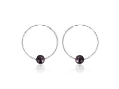 JwL Luxury Pearls Stříbrné náušnice kruhy s pravými černými perlami JL0632