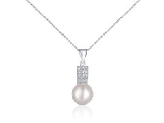 JwL Luxury Pearls Elegantní náhrdelník s pravou perlou a zirkony JL0645 (řetízek, přívěsek)
