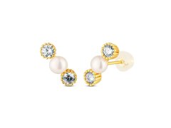 JwL Luxury Pearls Elegantní pozlacené náušnice s perlami a zirkony JL0852
