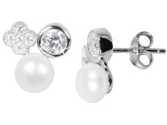 JwL Luxury Pearls Jemné náušnice s pravou perlou a zirkony JL0539