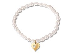 JwL Luxury Pearls Jemný náramek z pravých perel s pozlaceným srdíčkem JL0691